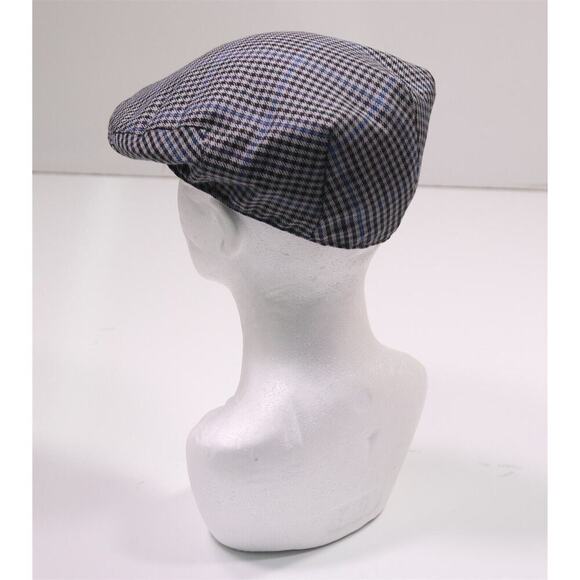 Failsworth Gray/Blue Check Wool Newsboy Cap Hat Made in Britain 7 1/8 - 58 cm - Picture 3 of 7
